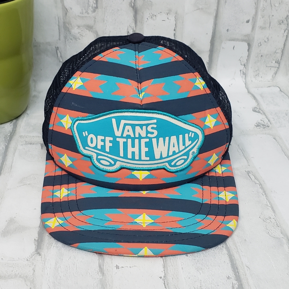 Retro Trucker Vans Off The Wall Tribal Print Snapback Cap